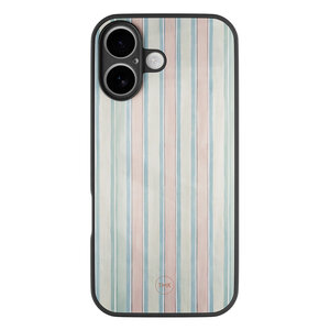 Casevibes iPhone 16 glazen hardcase - Pastel strepen