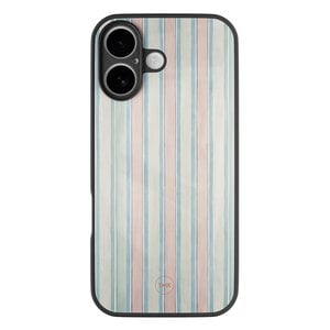 TMK iPhone 16 glazen hardcase - Pastel strepen