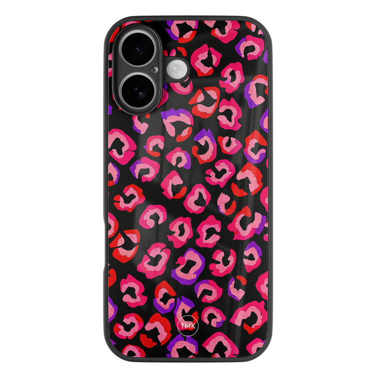 TMK iPhone 16 glazen hardcase - Luipaard neon