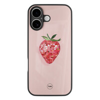 TMK iPhone 16 glazen hardcase - Disco aardbei