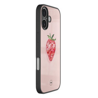 TMK iPhone 16 glazen hardcase - Disco aardbei