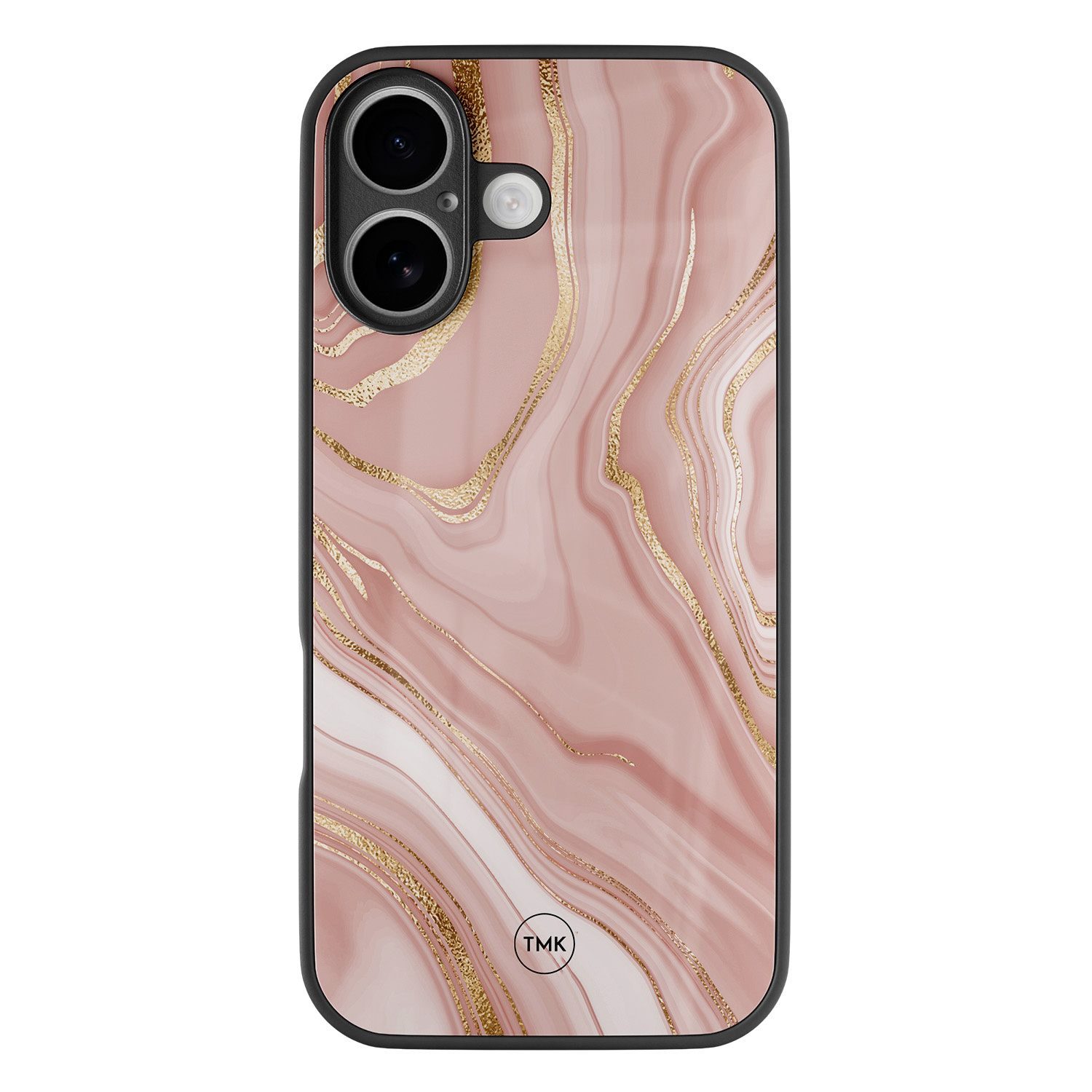 TMK iPhone 16 glazen hardcase - Rose marble