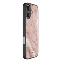 TMK iPhone 16 glazen hardcase - Rose marble