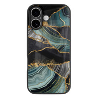 TMK iPhone 16 glazen hardcase - Marble jade stone