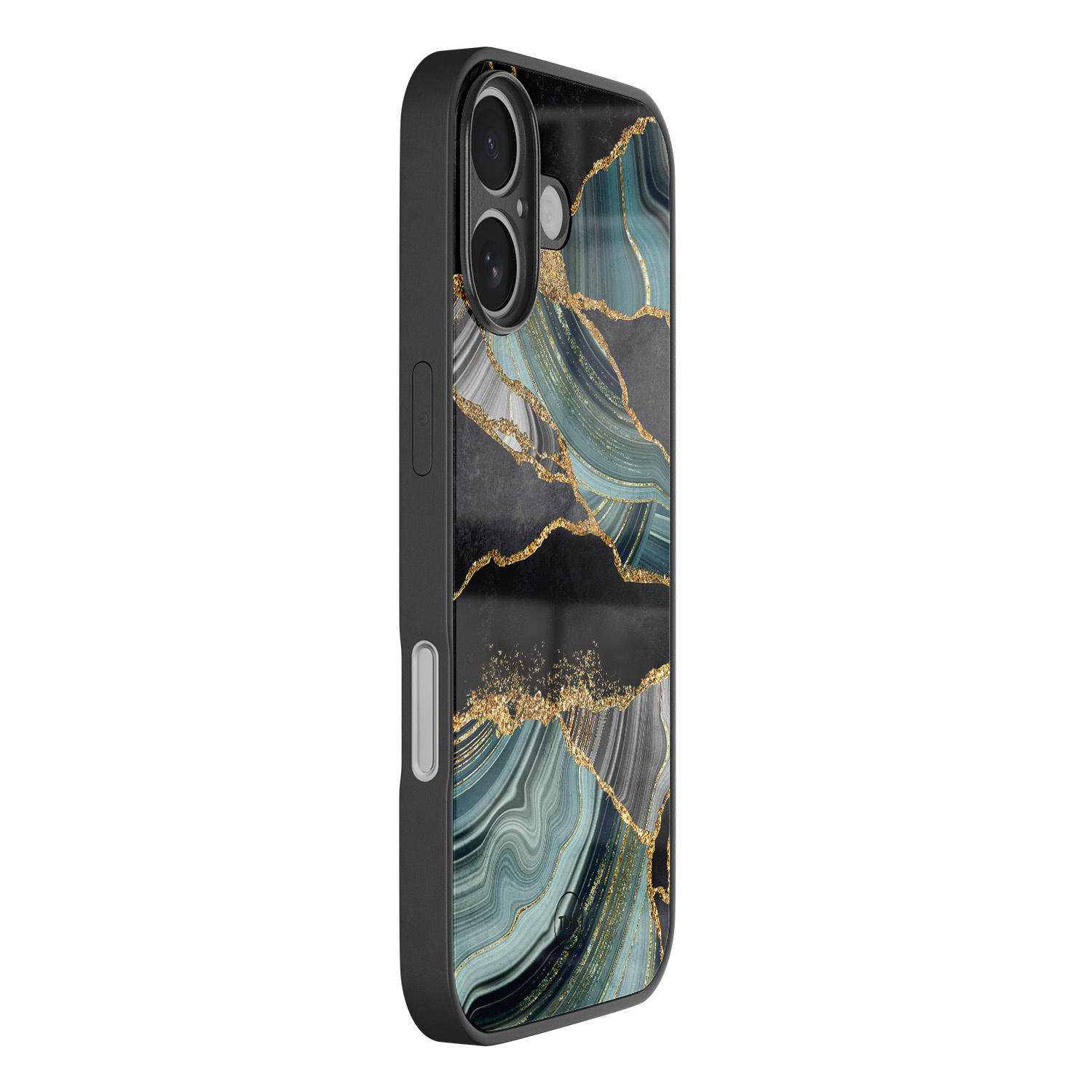 TMK iPhone 16 glazen hardcase - Marble jade stone