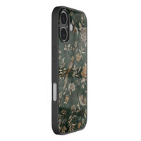 TMK iPhone 16 glazen hardcase - Khaki golden flowers