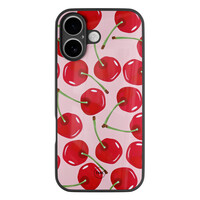 TMK iPhone 16 glazen hardcase - Sweet cherry