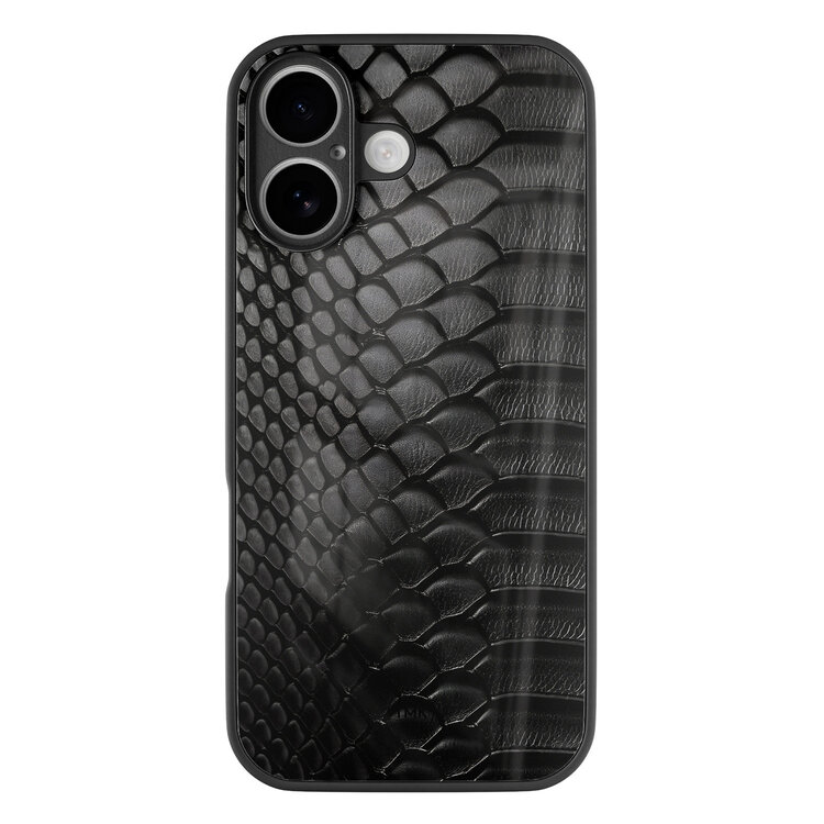 Casevibes iPhone 16 glazen hardcase - Black snake
