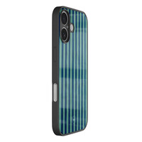 TMK iPhone 16 glazen hardcase - Blauwe strepen