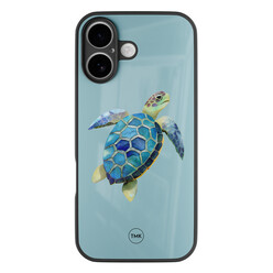 TMK iPhone 16 glazen hardcase - Schildpad