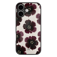 TMK iPhone 16 glazen hardcase - Burgundy flowers