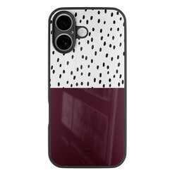 TMK iPhone 16 glazen hardcase - Burgundy dots