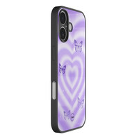 TMK iPhone 16 glazen hardcase - Vlinders retro paars