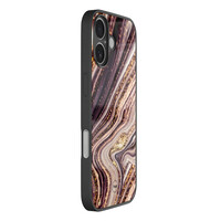 TMK iPhone 16 glazen hardcase - Golden pink marble