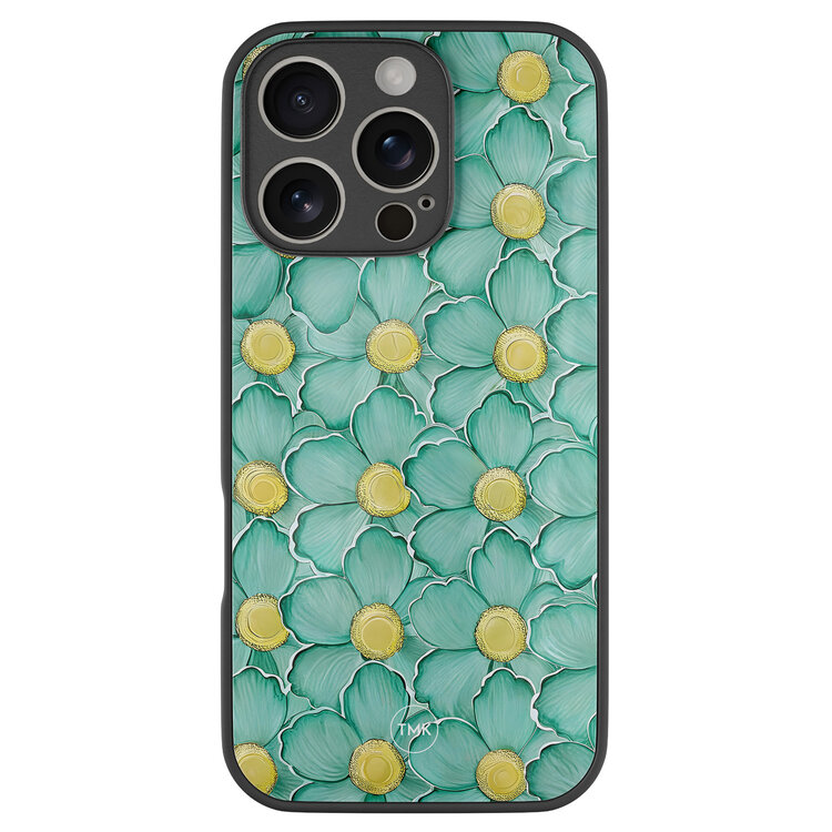 Casevibes iPhone 16 Pro glazen hardcase - Mint blossom