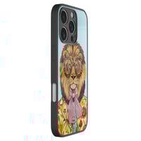 TMK iPhone 16 Pro glazen hardcase - Retro leeuw