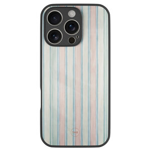 TMK iPhone 16 Pro glazen hardcase - Pastel strepen