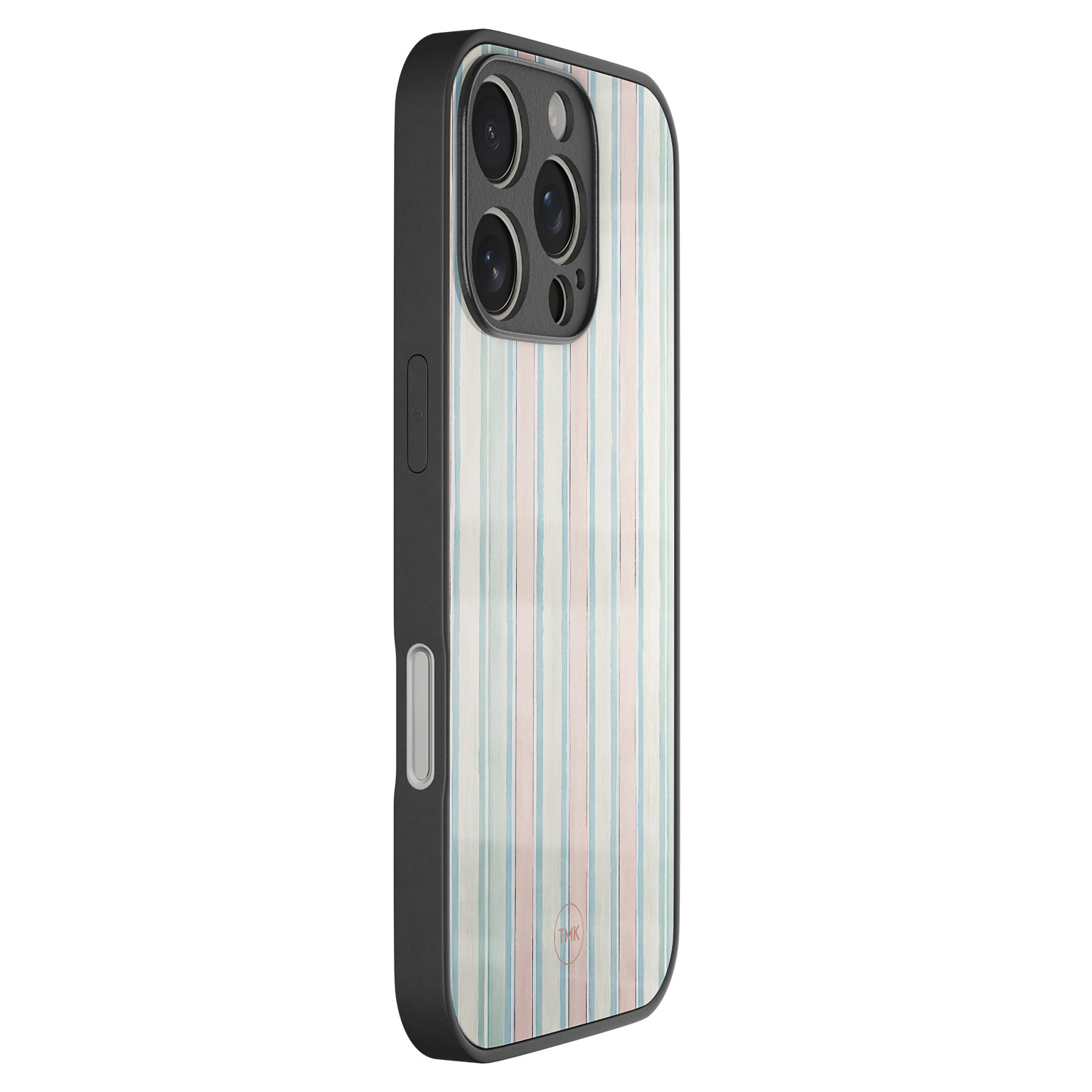 TMK iPhone 16 Pro glazen hardcase - Pastel strepen