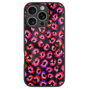 Casevibes iPhone 16 Pro glazen hardcase - Luipaard neon