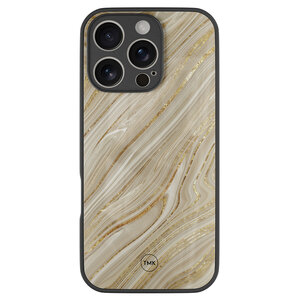 Casevibes iPhone 16 Pro glazen hardcase - Golden marble