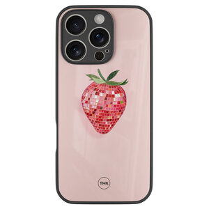 Casevibes iPhone 16 Pro glazen hardcase - Disco aardbei