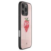 TMK iPhone 16 Pro glazen hardcase - Disco aardbei