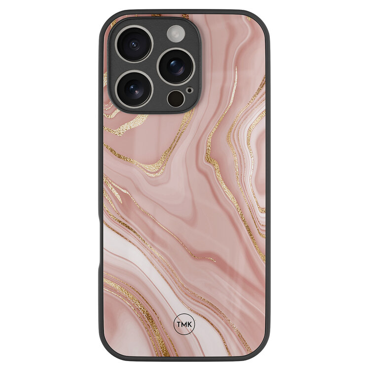 TMK iPhone 16 Pro glazen hardcase - Rose marble