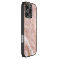 TMK iPhone 16 Pro glazen hardcase - Rose marble