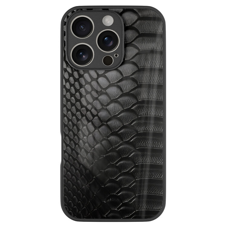 TMK iPhone 16 Pro glazen hardcase - Black snake