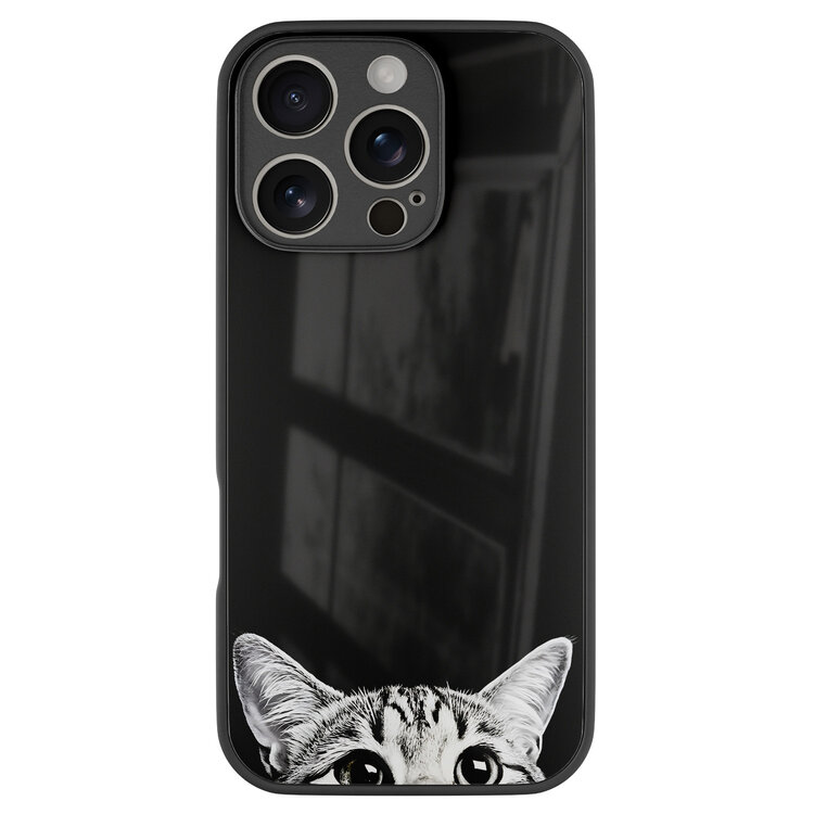 Casevibes iPhone 16 Pro glazen hardcase - Kat kiekeboe