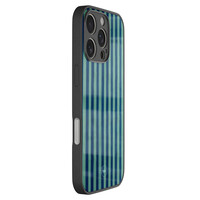 TMK iPhone 16 Pro glazen hardcase - Blauwe strepen