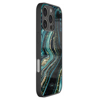 TMK iPhone 16 Pro glazen hardcase - Blue marble waves