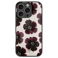TMK iPhone 16 Pro glazen hardcase - Burgundy flowers