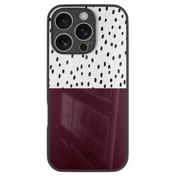 TMK iPhone 16 Pro glazen hardcase - Burgundy dots