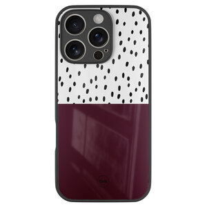 Casevibes iPhone 16 Pro glazen hardcase - Burgundy dots
