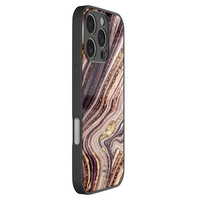 TMK iPhone 16 Pro glazen hardcase - Golden pink marble