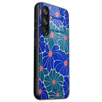 TMK Samsung Galaxy S24 glazen hardcase - Indigo bloemen