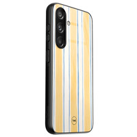 TMK Samsung Galaxy S24 glazen hardcase - Gestreept geel
