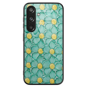 TMK Samsung Galaxy S24 glazen hardcase - Mint blossom