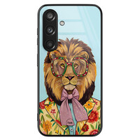 TMK Samsung Galaxy S24 glazen hardcase - Retro leeuw