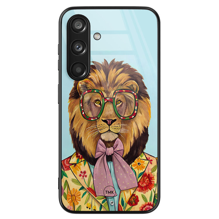 Casevibes Samsung Galaxy S24 glazen hardcase - Retro leeuw