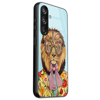 TMK Samsung Galaxy S24 glazen hardcase - Retro leeuw