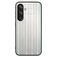 TMK Samsung Galaxy S24 glazen hardcase - Pastel strepen