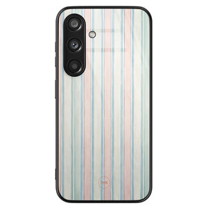 Casevibes Samsung Galaxy S24 glazen hardcase - Pastel strepen