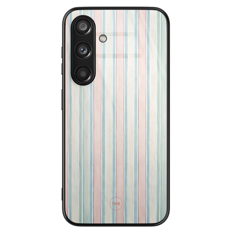 Casevibes Samsung Galaxy S24 glazen hardcase - Pastel strepen