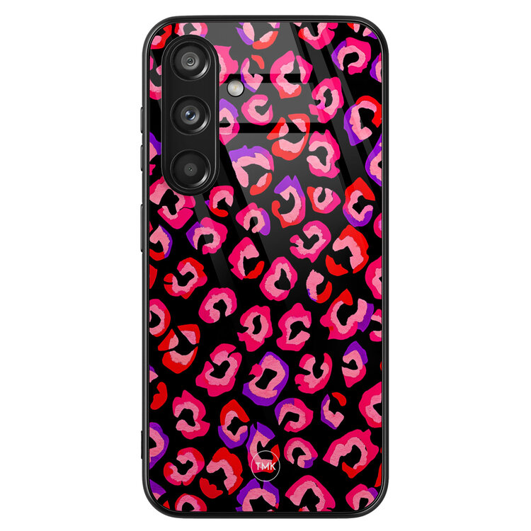 Casevibes Samsung Galaxy S24 glazen hardcase - Luipaard neon
