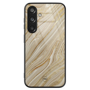 Casevibes Samsung Galaxy S24 glazen hardcase - Golden marble