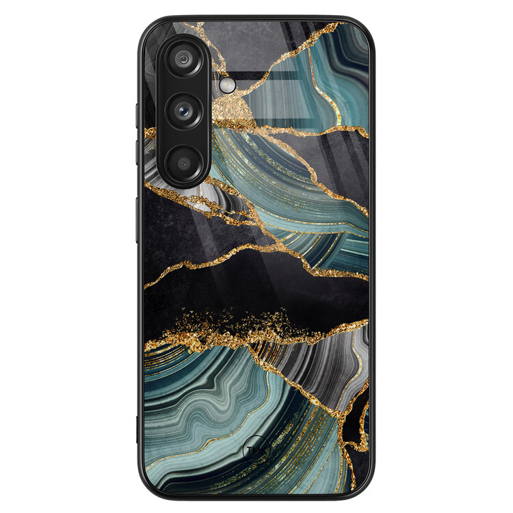 TMK Samsung Galaxy S24 glazen hardcase - Marble jade stone
