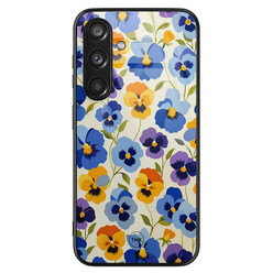 TMK Samsung Galaxy S24 glazen hardcase - Viooltjesmix bloemen