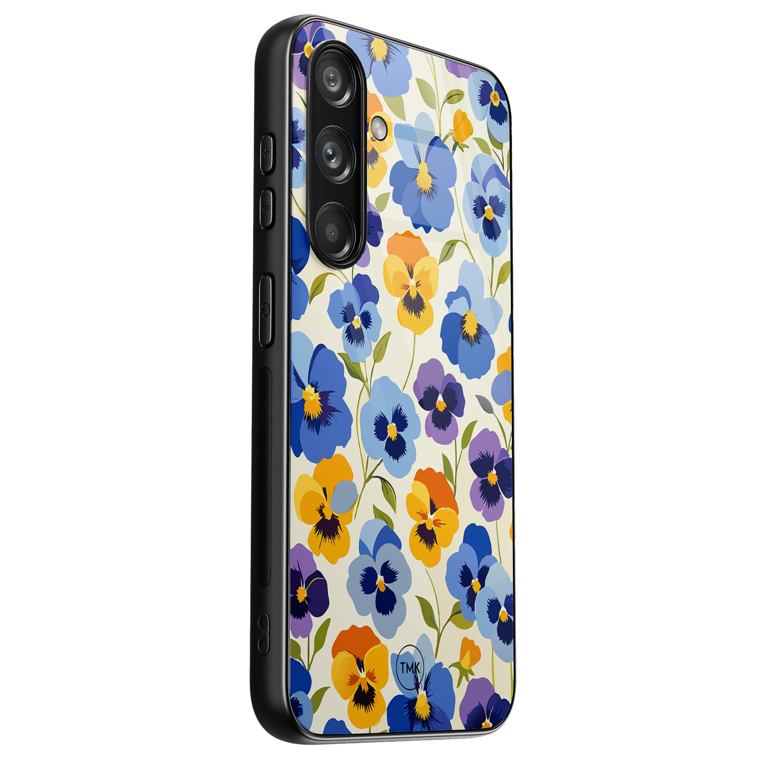 TMK Samsung Galaxy S24 glazen hardcase - Viooltjesmix bloemen
